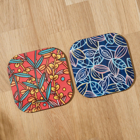 Blue Overleaf & Stems - Coaster Set