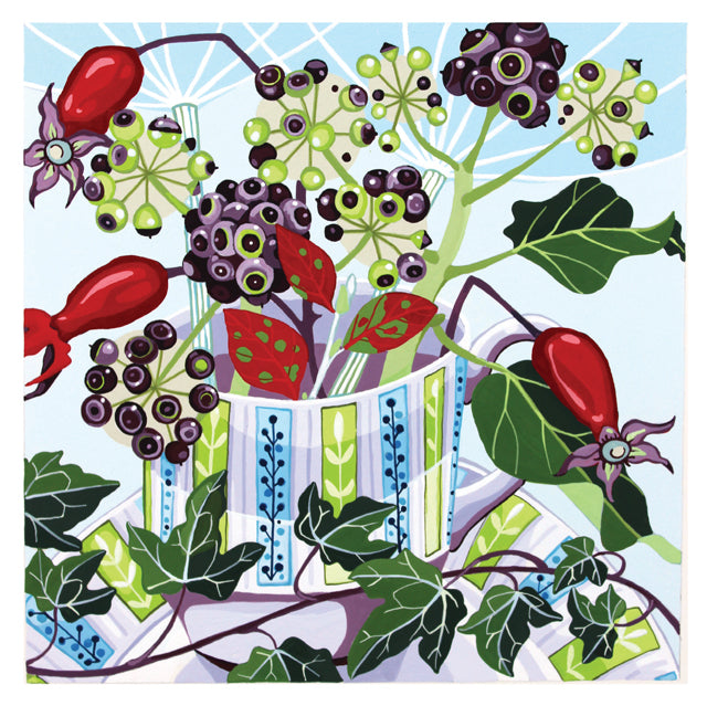 Jenny Hancock, Rosehips and Ivy, Fine Art Greeting Card