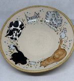 Hand Illustrated Cat Bowl - Handmade in Devon - Stoneware Ceramics