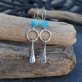 Frosted Apatite Dangle Hoop Earrings