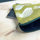 14” Handquilted Laptop or Sketchbook Case | Yellow Bird Design | British Made
