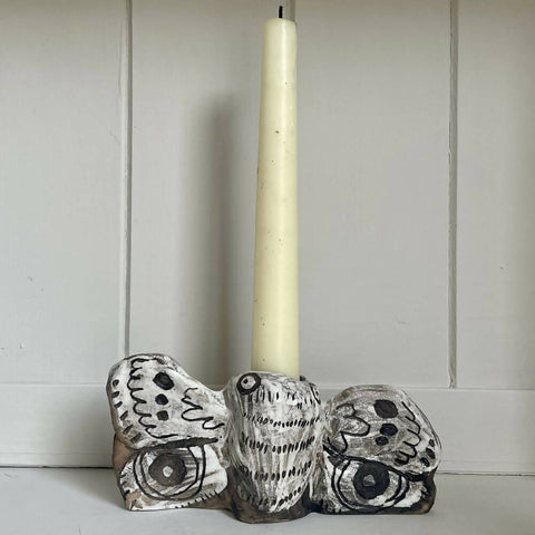 Moth to a flame - ceramic candle holder