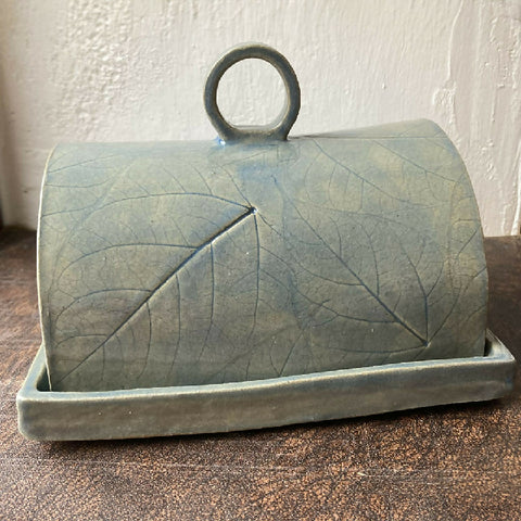 Indian Bean Tree Leaf Printed Butter Dish