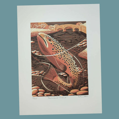 Derwent Trout - Original Linocut Print