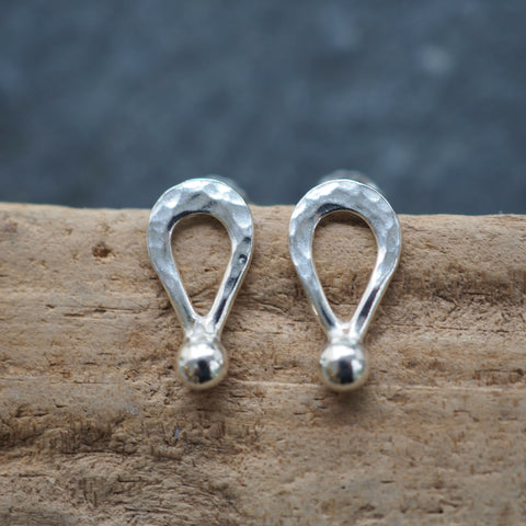 Silver Tear Drop Stud Earrings