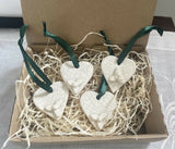 Christmas Decorations, Holly Hearts - Handmade Ceramics