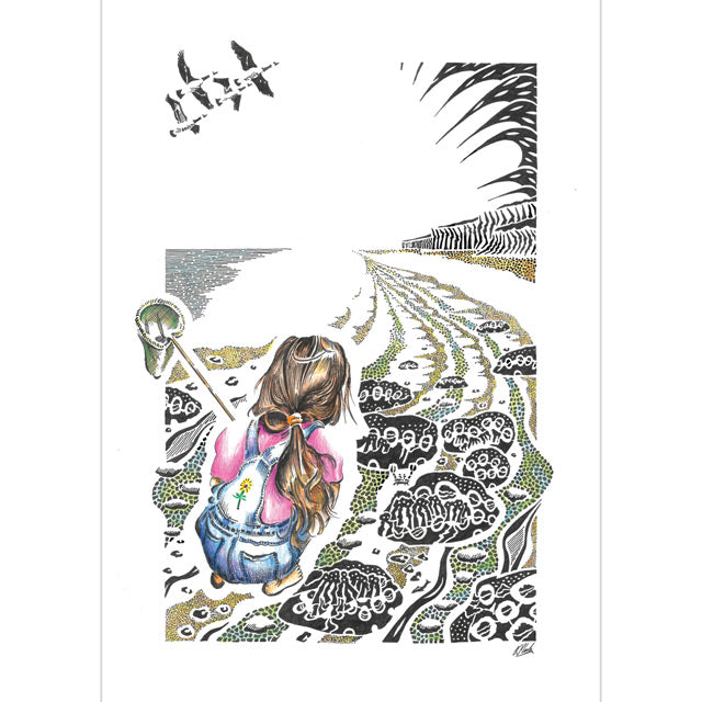 Kevin Cook, Rockpooling Fun (Child Playing), Fine Art  Greeting Card