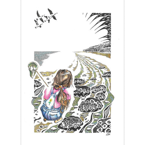 Kevin Cook, Rockpooling Fun (Child Playing), Fine Art  Greeting Card