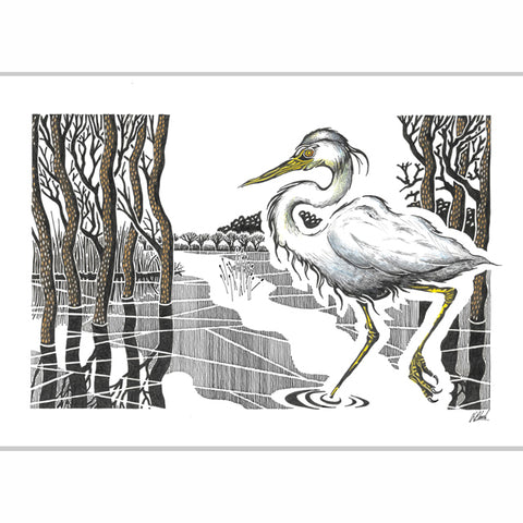 Kevin Cook, Great Grey Heron, Blank Art Card
