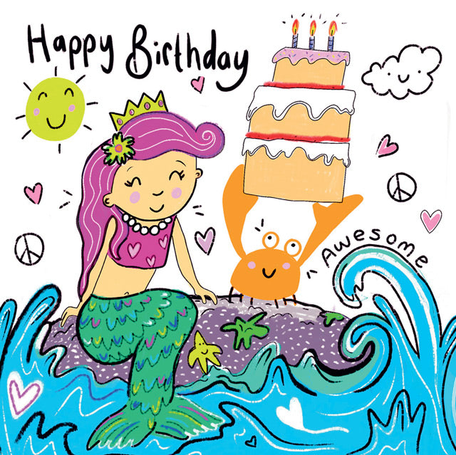 Children's Birthday Card - Mermaid