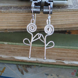 Silver Spiral Flower Earrings