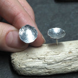 Large Sterling Silver Hammered Stud Earrings
