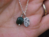 Double Pendant Necklace - Daisies and Green Moss