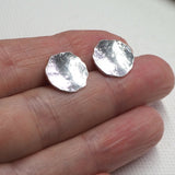 Large Sterling Silver Hammered Stud Earrings