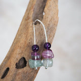 Fluorite and Amethyst Drop Earrings