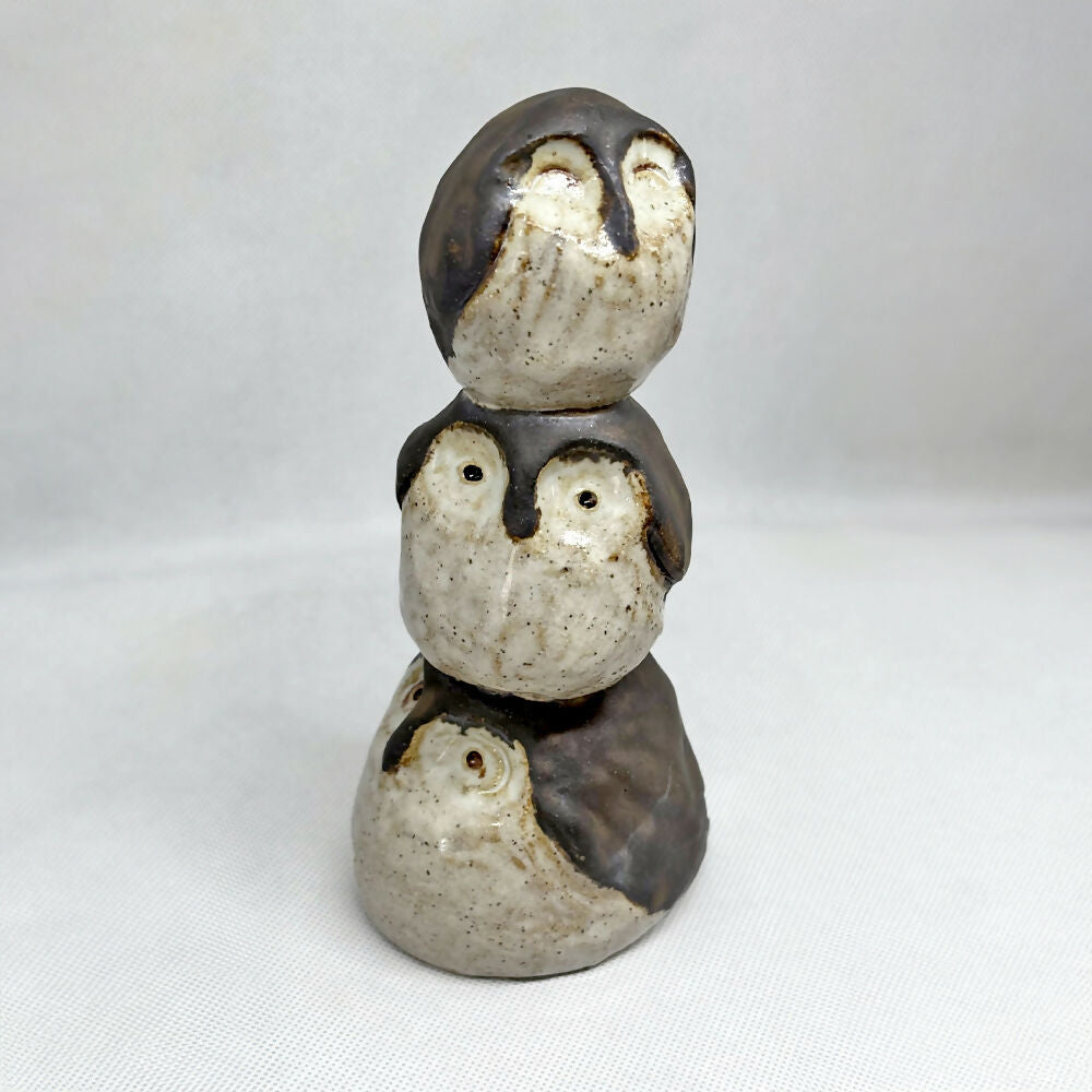 Original Handmade Stoneware Owl Stack - Ceramic Sculpture