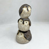 Original Handmade Stoneware Owl Stack - Ceramic Sculpture
