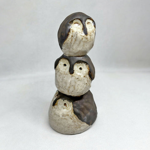 Original Handmade Stoneware Owl Stack - Ceramic Sculpture