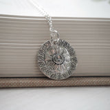 Silver Daisy and Leaf Pendant Necklace