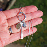 Sea Glass Molten Silver Cluster Necklace