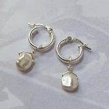 Keishi Pearl - Mini Hoop Silver Earrings