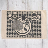 Cotton Tea Towel with Boiled Eggs and Soldiers Lino Print