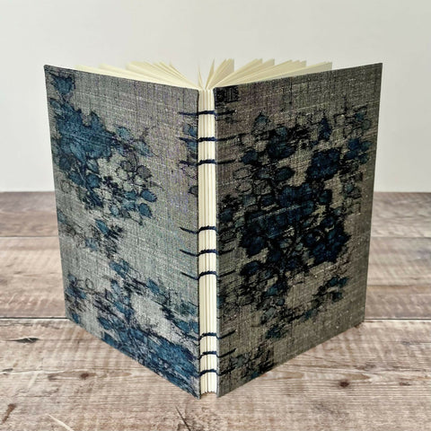 Navy Blue Floral Kimono Silk - Journal