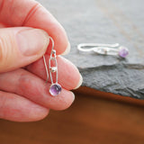Amethyst & Silver Dangle Drop Earrings