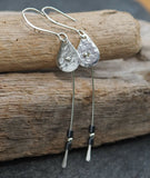 Long Dangly Silver and Hematite Earrings