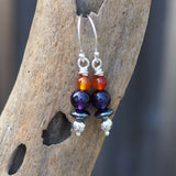 Amethyst, Hematite Carnelian Drop Earrings
