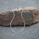 Unusual Stud Earrings with Extended Wire