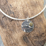 Sterling Silver Bangle With Coastal Scene Charm - Hallmarked