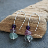 Fluorite and Amethyst Drop Earrings