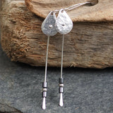 Long Dangly Silver and Hematite Earrings