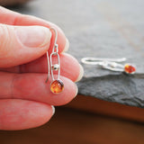 Amber and Silver Dangle Earrings