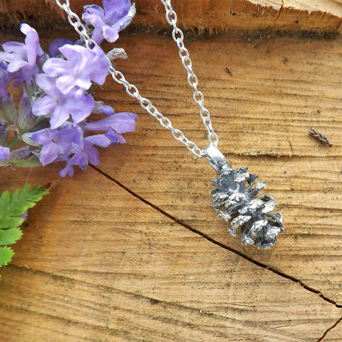 Sterling Silver Pinecone Necklace - Handmade