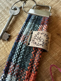 Orange and Blue Plaid - Handwoven British Wool Key Fob