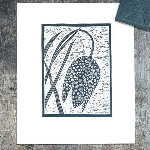 Snakeshead Fritillary, Limited Edition Lino Print