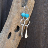 Frosted Apatite Dangle Hoop Earrings