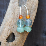 Fluorite, amazonite and carnelian earrings