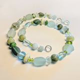 Serene Green Gemstone and Seaglass Necklace