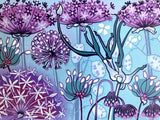 Alliums and Honesty - Original Linocut