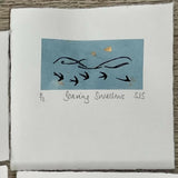 Soaring Swallows Linocut Print