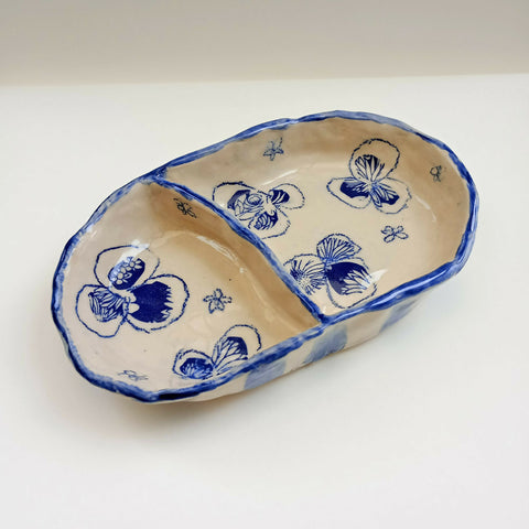 Blue Flowers - Divided Ceramic Dish