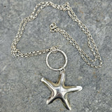 Silver Starfish Pendant on Silver Hoop