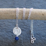 Silver Spiral Lapis Lazuli Pendant Necklace