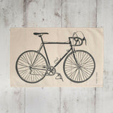 Cotton Tea Towel with Bicycle Lino Print