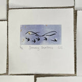 Soaring Swallows Linocut Print