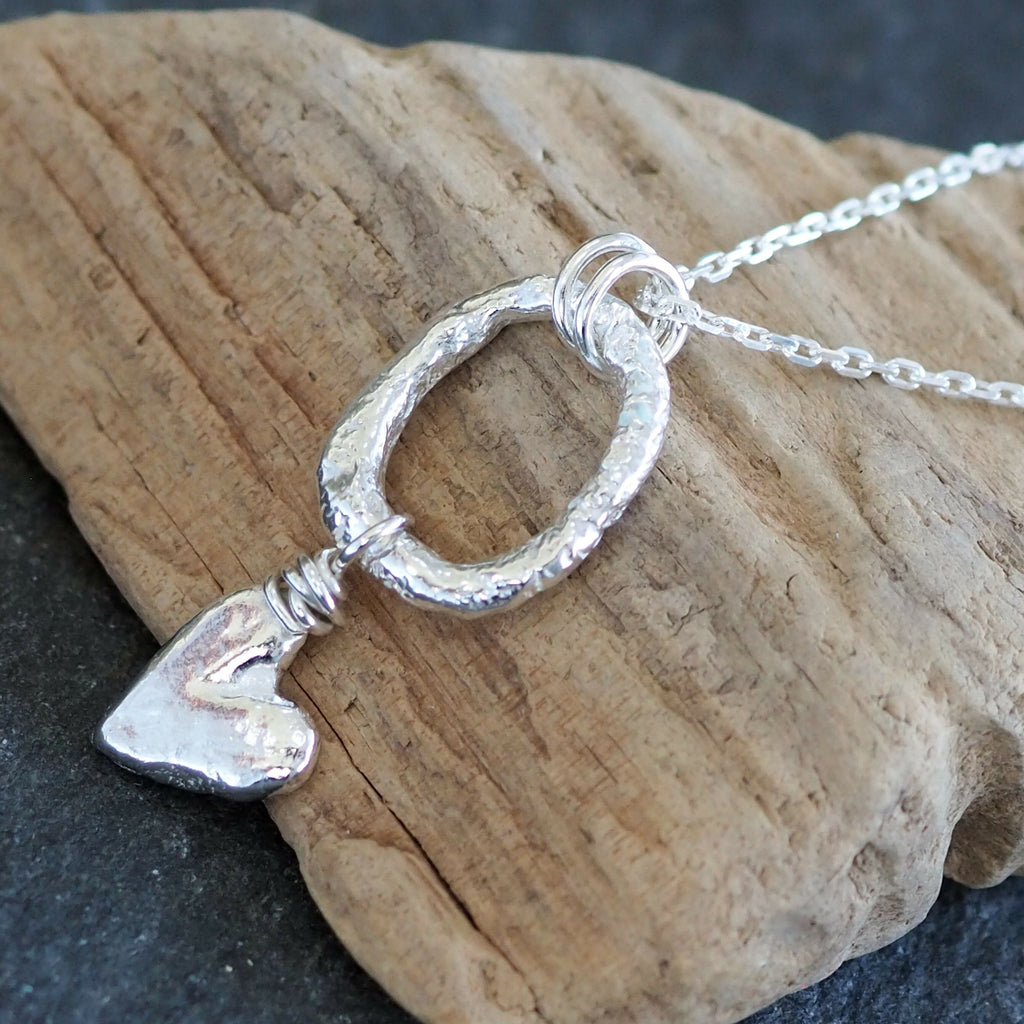 Molten Silver Heart Pendant Necklace