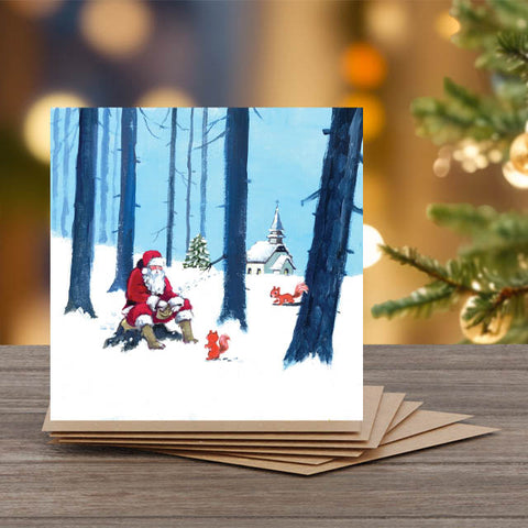 Santa - Set of 6 Christmas Note Cards with Message